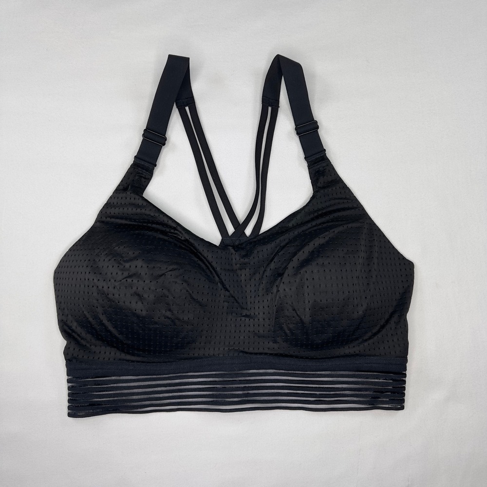 Victoria Secret Sports Bra 34D Strappy Back Black Pull On Lightweight